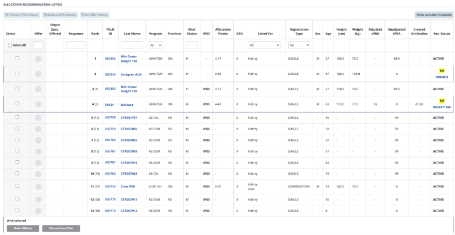 Example - Allocation recommendation.