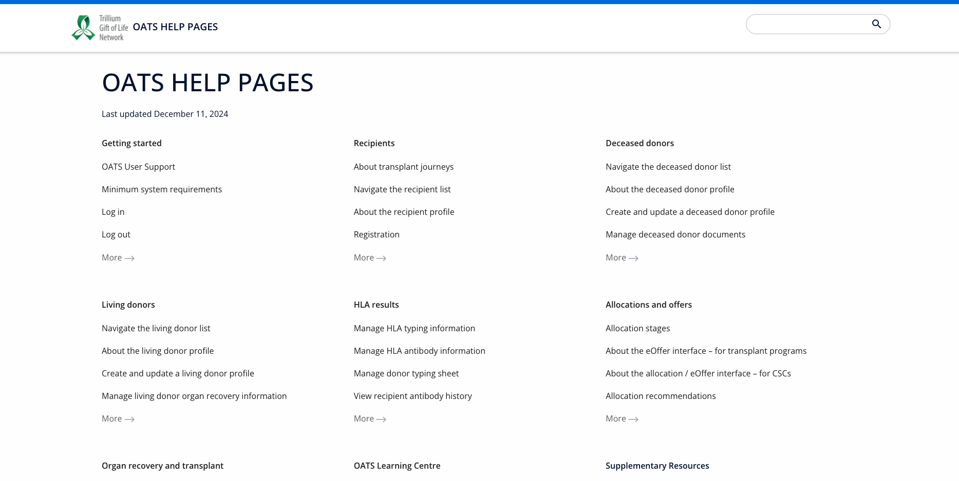 Example - Help pages home page