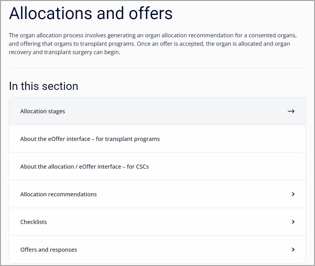 Example - Help pages landing page